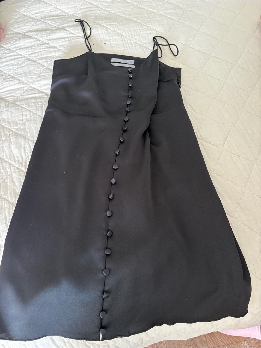 Urban Outfitters Black Button-Front Mini Slip Dress